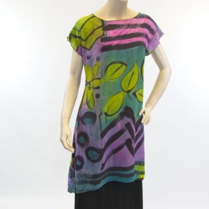 Viscose Silk Tunic/Dress Lime-Turq-Violet