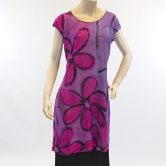Silk Viscose Shift Dress Violet-Fuschia