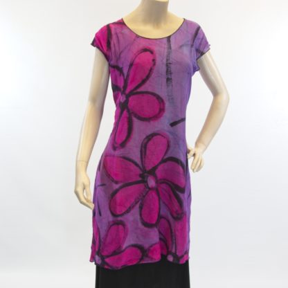 Silk Viscose Shift Dress Violet-Fuschia