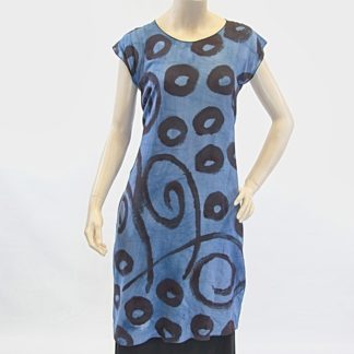 Silk Viscose Shift Dress-Blue