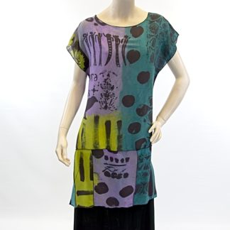 Bamboo Pieced Dress/Tunic Lime-Turq-Violet