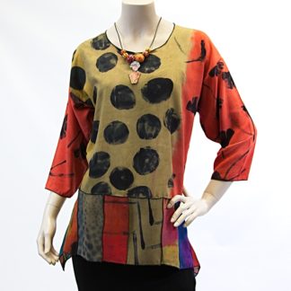 Bamboo Pieced Top/Tunic Autumn-Khaki-Orange