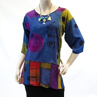 Bamboo Pieced Top/Tunic Blue-Violet-Green