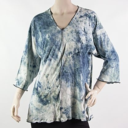 Jersey Tunic - Denim and White with 3/4 sleeves