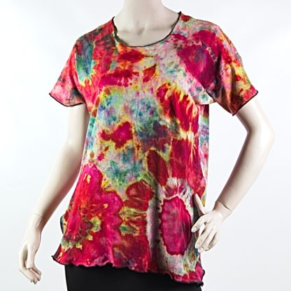 Jersey Tunic -  Red Multicolor with Large Dots
