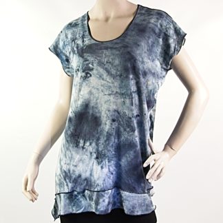 Jersey Tunic - Pieced Hem - Denim and White