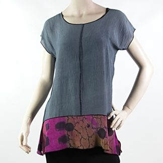 Swing Tunic - Pieced - Gray with Raspberry